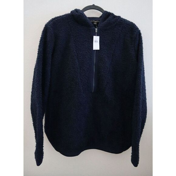 Banana Republic 779566 Women's Sz S Preppy Navy Blue Sherpa Half-Zip Hoodie $80 - Picture 1 of 9